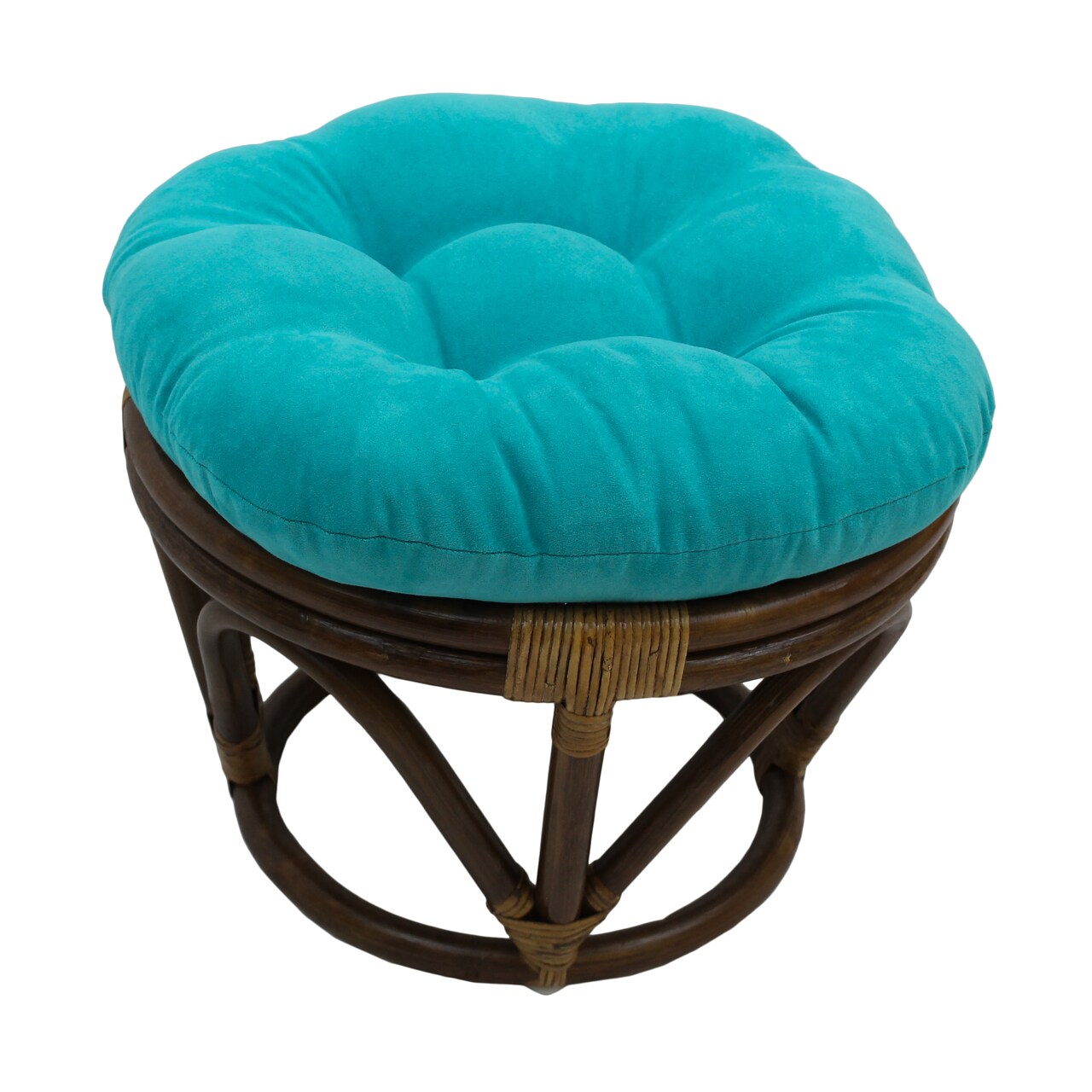 18-inch Round Solid Micro Suede Tufted Footstool Cushion - Aqua Blue